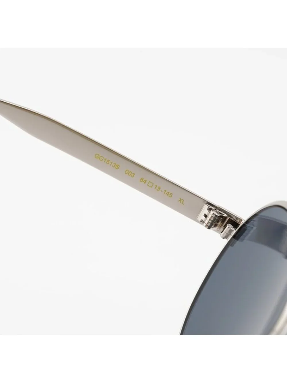 Gucci GG1513S 003 Sunglasses Silver Aviator Frame, Smoke Lenses